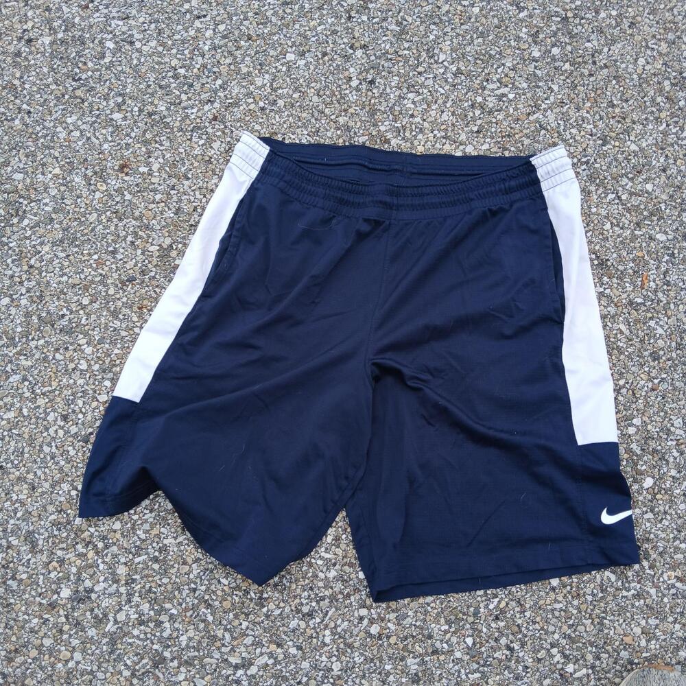 Nike Shorts Mens Large Blue White Dri-FIT Mesh Colorblock Basketball Athletic